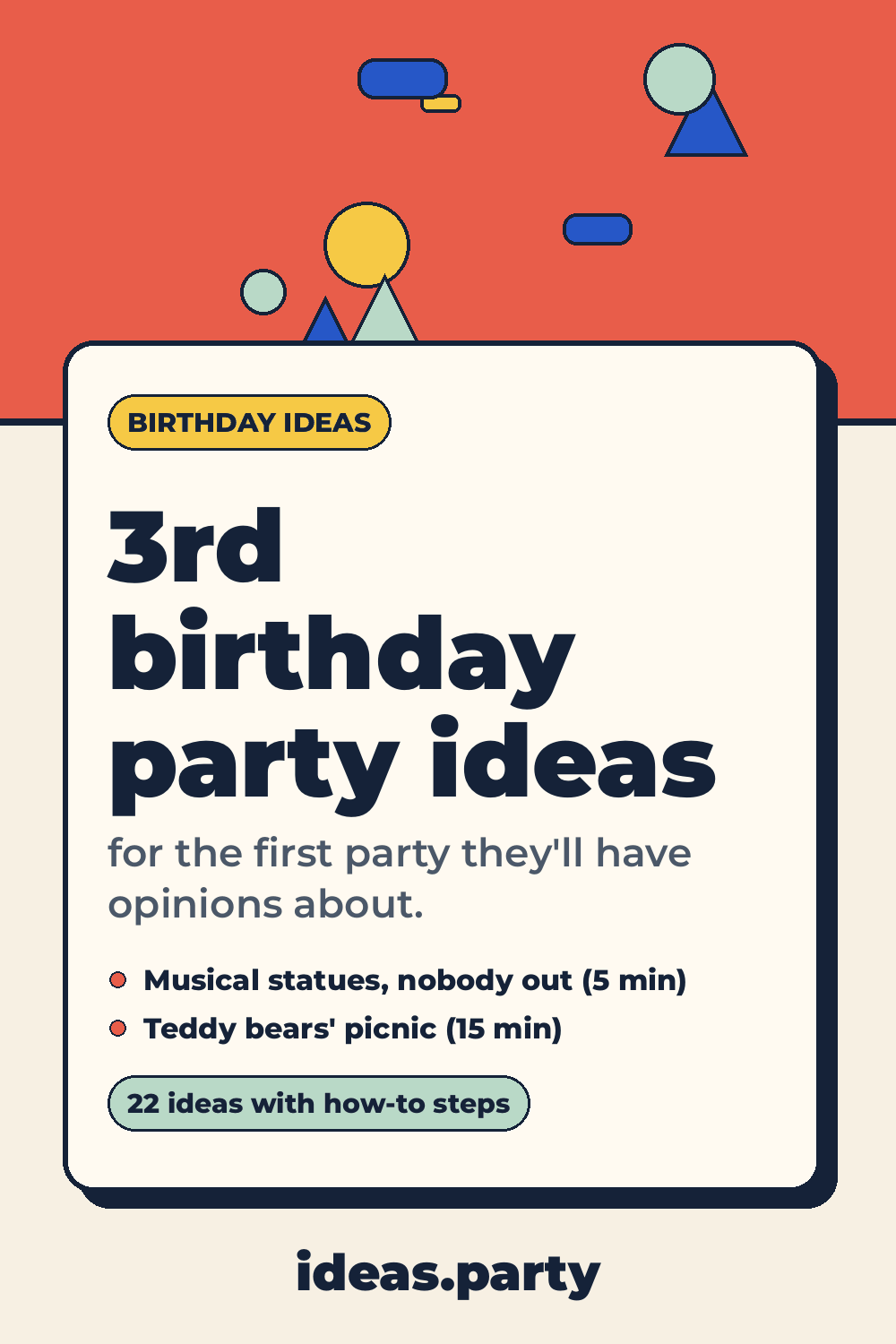 Graphic titled “3rd birthday party ideas” from ideas.party