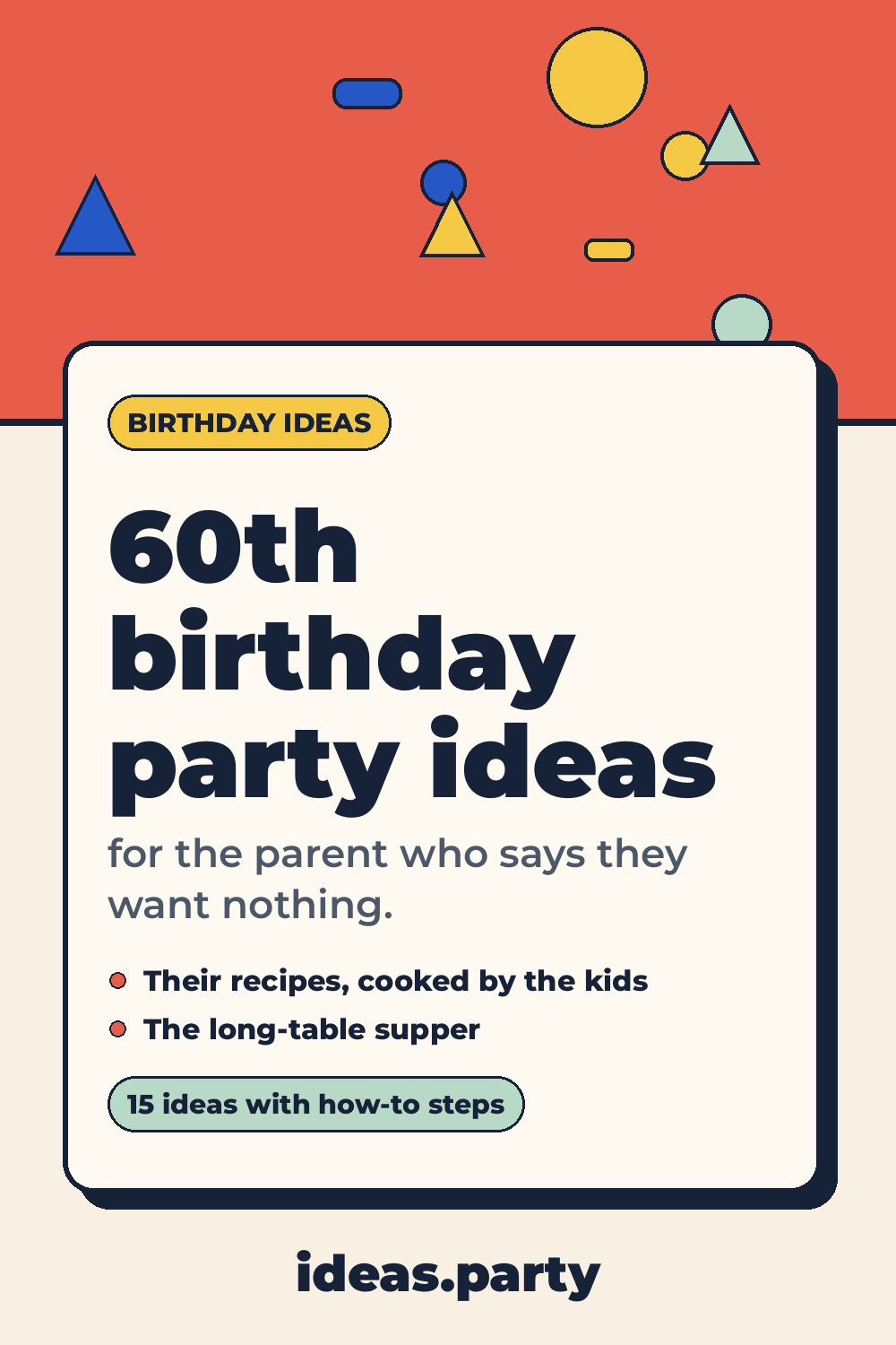 Graphic titled “60th birthday party ideas” from ideas.party