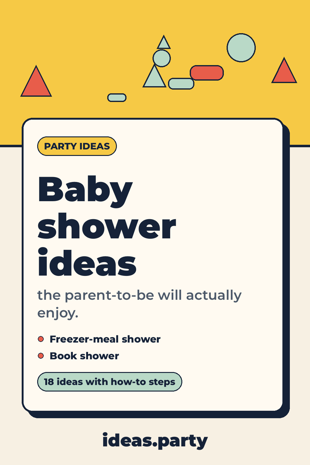 Graphic titled “Baby shower ideas” from ideas.party