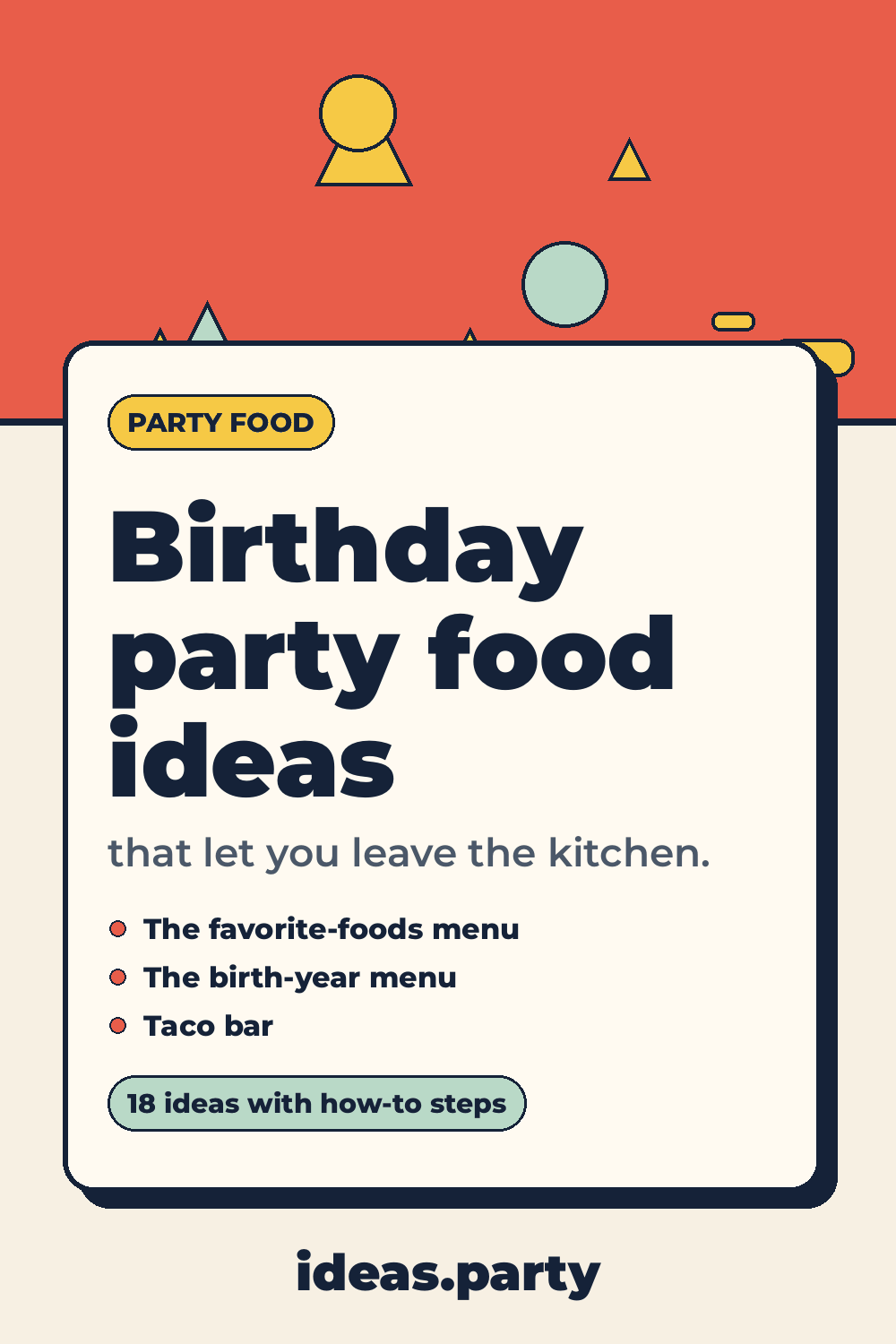 Graphic titled “Birthday party food ideas” from ideas.party