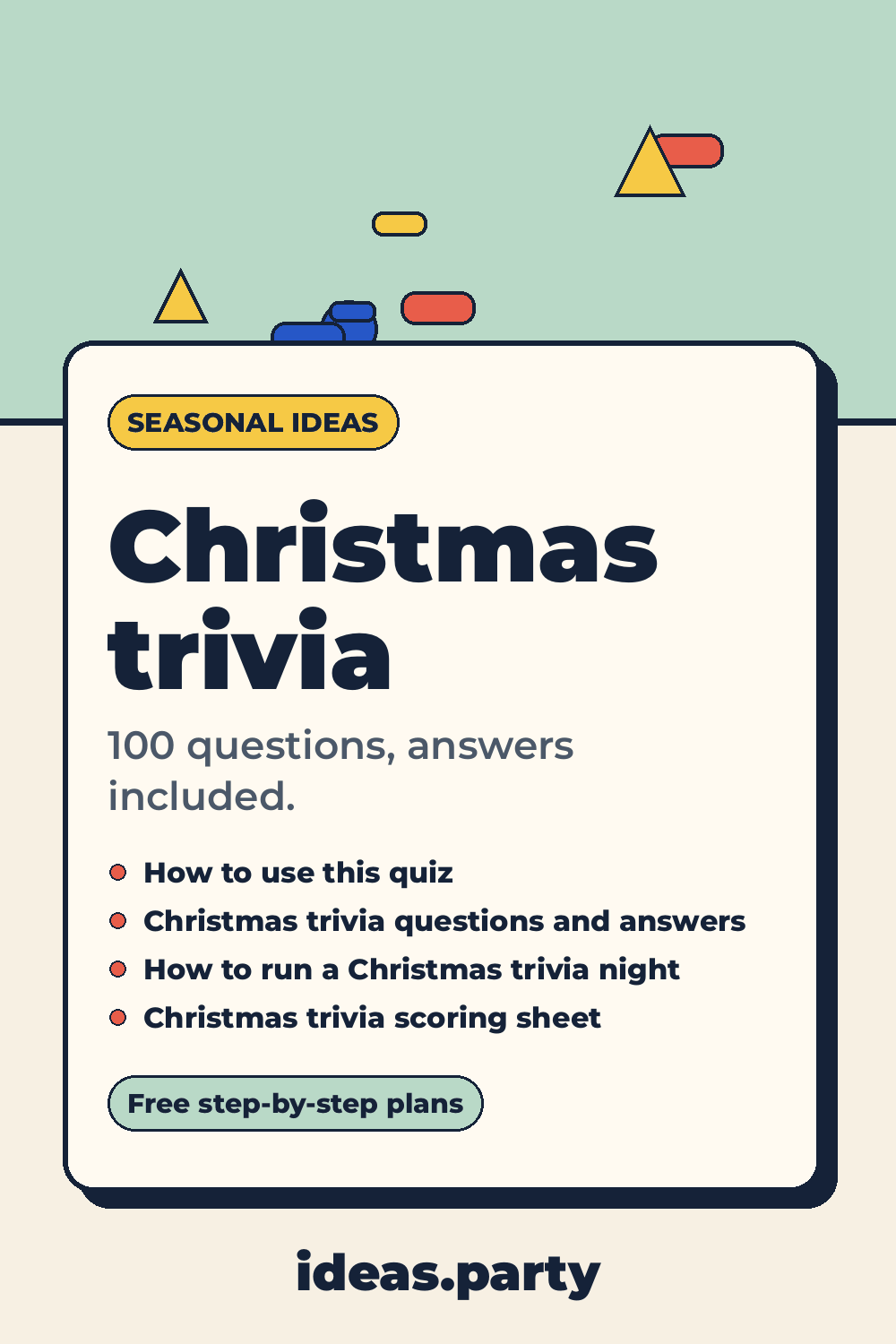 Graphic titled “Christmas trivia” from ideas.party