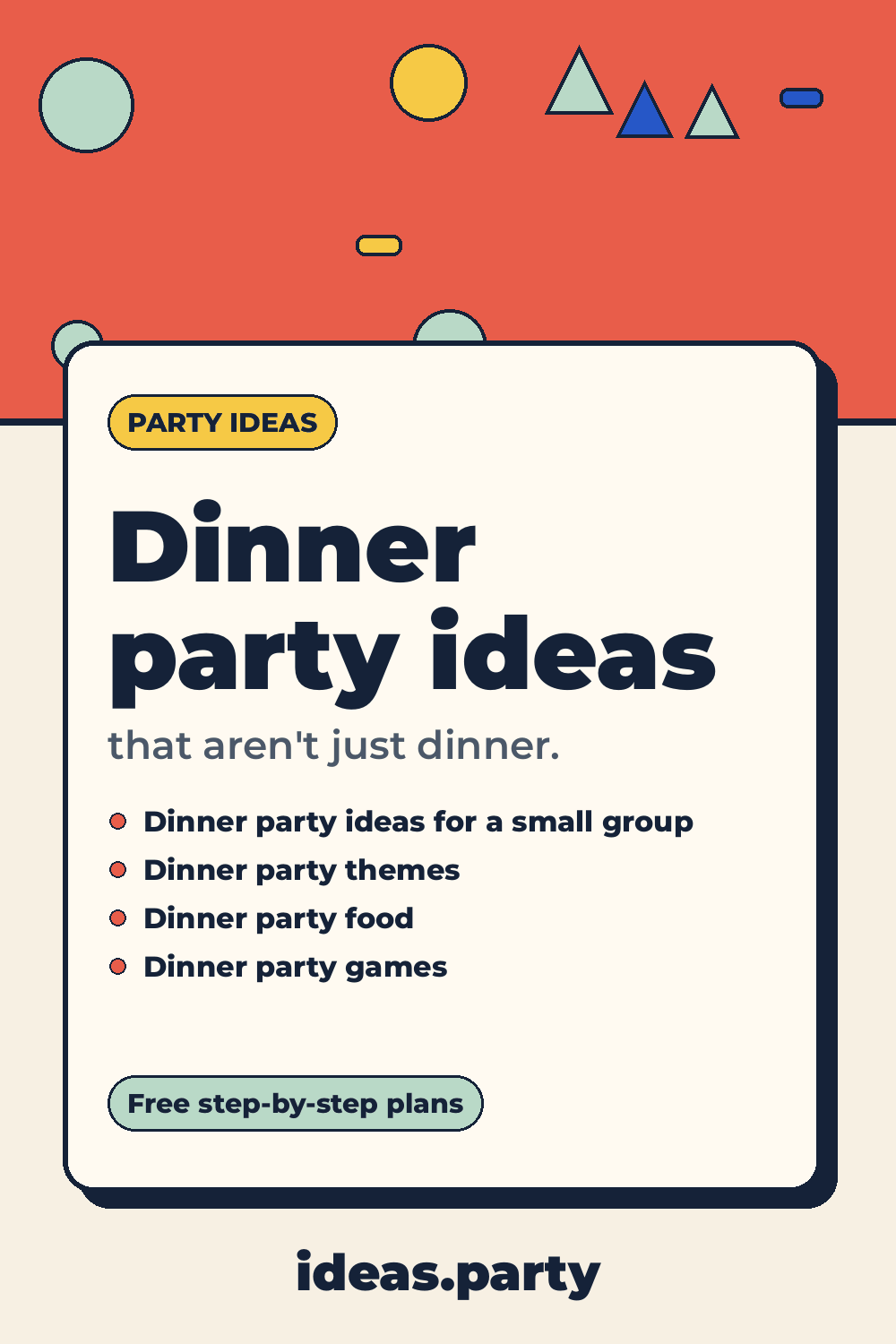 Graphic titled “Dinner party ideas” from ideas.party