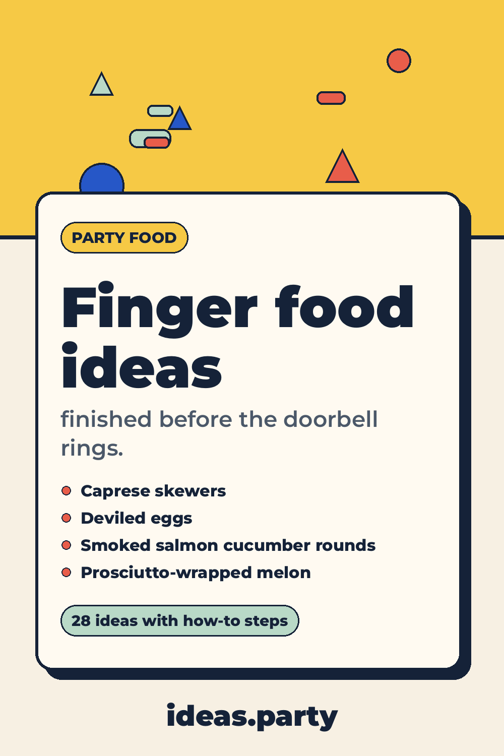 Graphic titled “Finger food ideas” from ideas.party