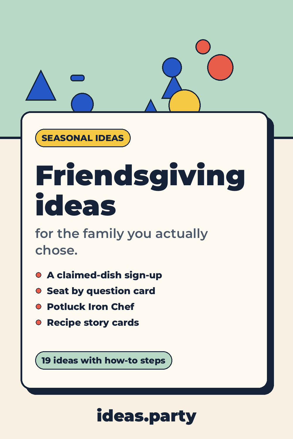 Graphic titled “Friendsgiving ideas” from ideas.party
