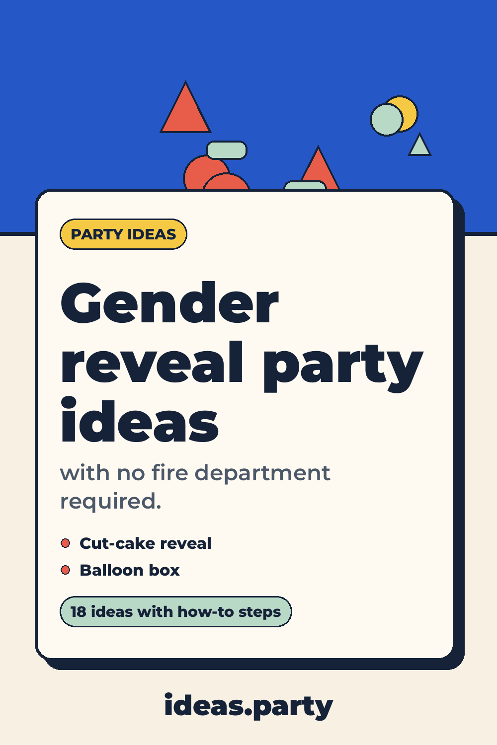 Graphic titled “Gender reveal party ideas” from ideas.party