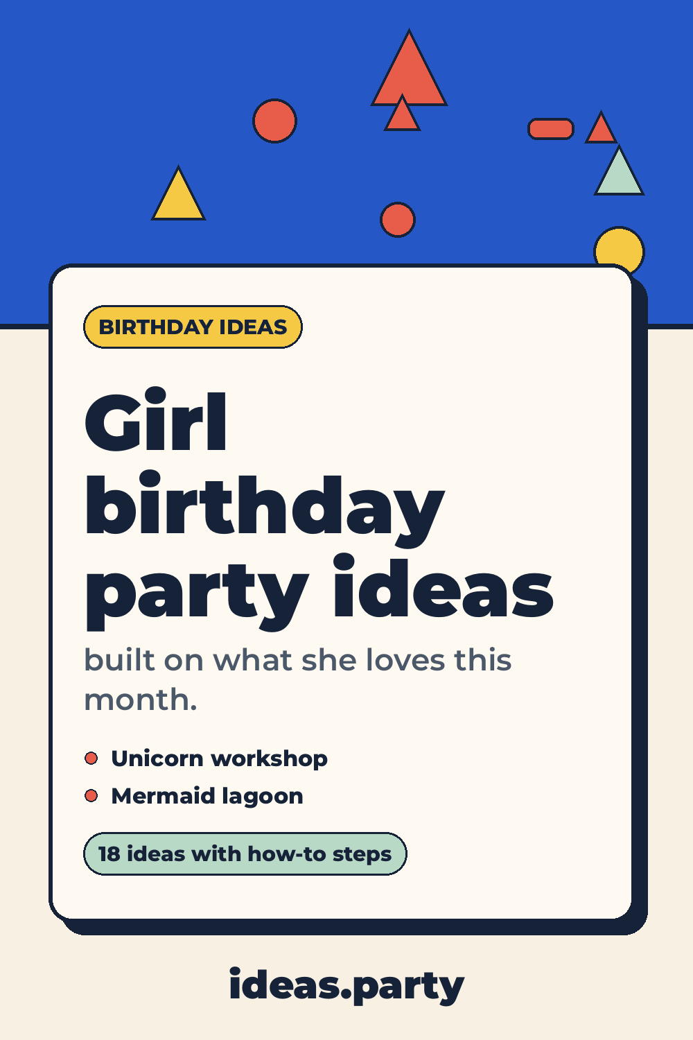 Graphic titled “Girl birthday party ideas” from ideas.party