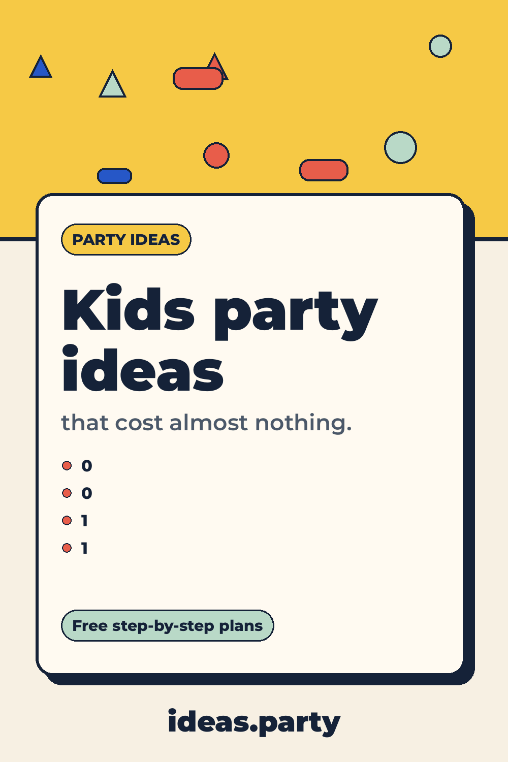 Graphic titled “Kids party ideas” from ideas.party