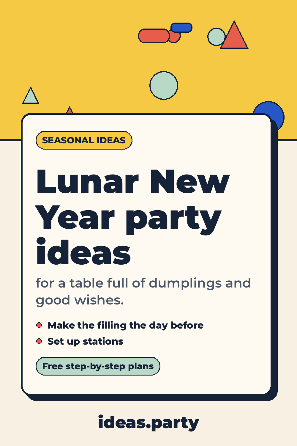 Graphic titled “Lunar New Year party ideas” from ideas.party