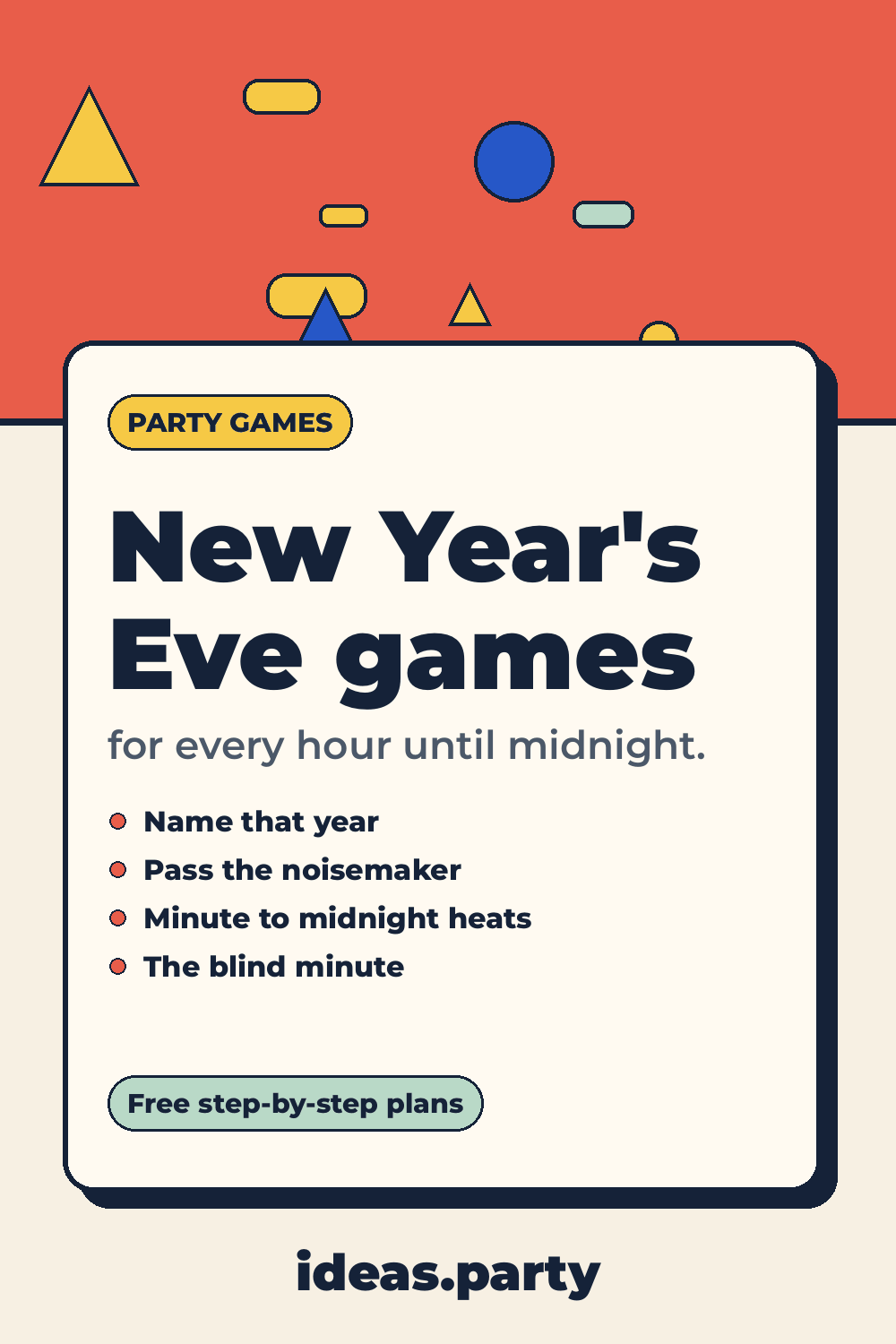 Graphic titled “New Year's Eve games” from ideas.party
