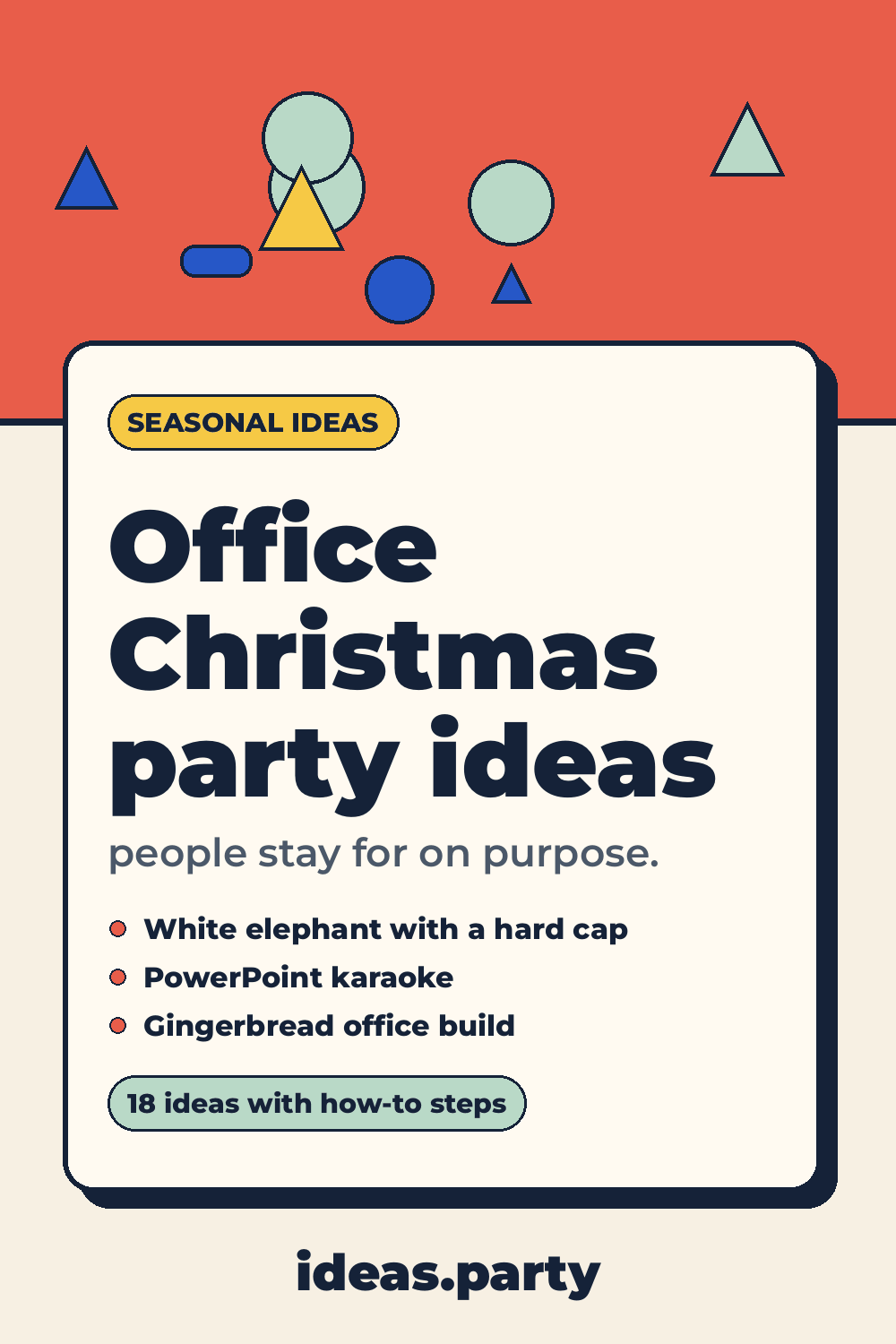 Graphic titled “Office Christmas party ideas” from ideas.party