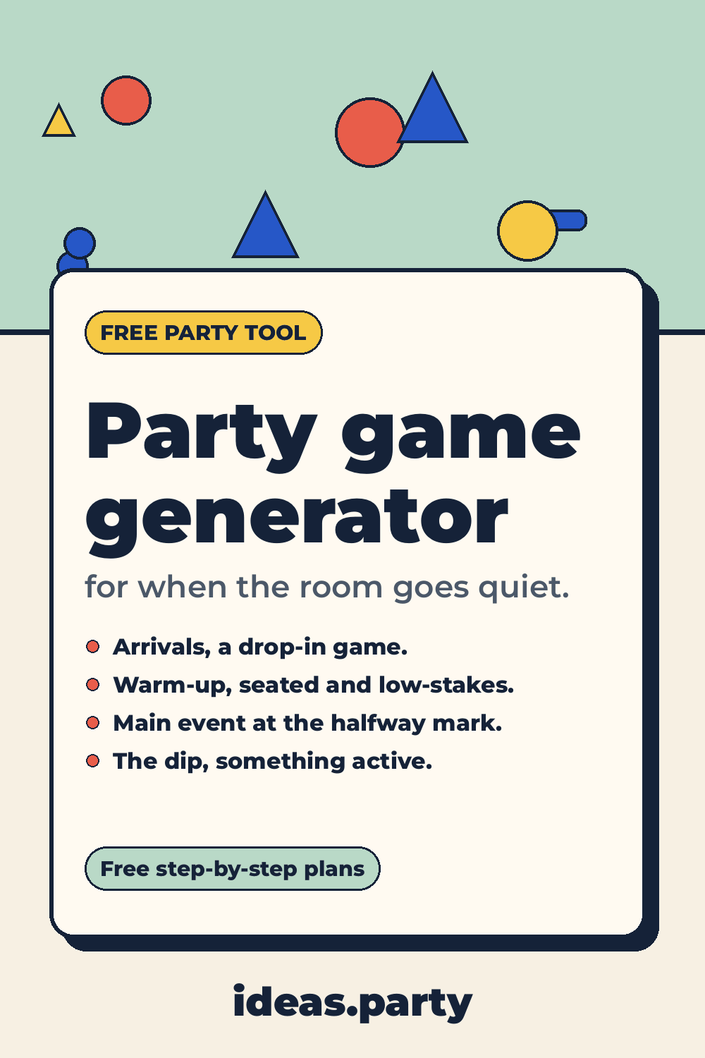 Graphic titled “Party game generator” from ideas.party
