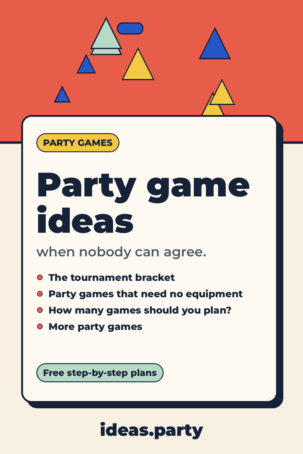 Graphic titled “Party game ideas” from ideas.party