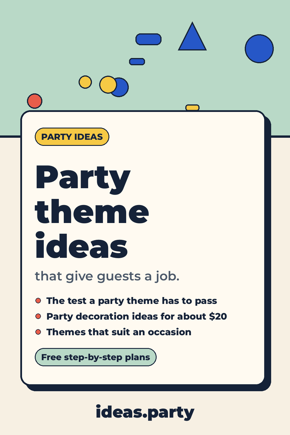Graphic titled “Party theme ideas” from ideas.party