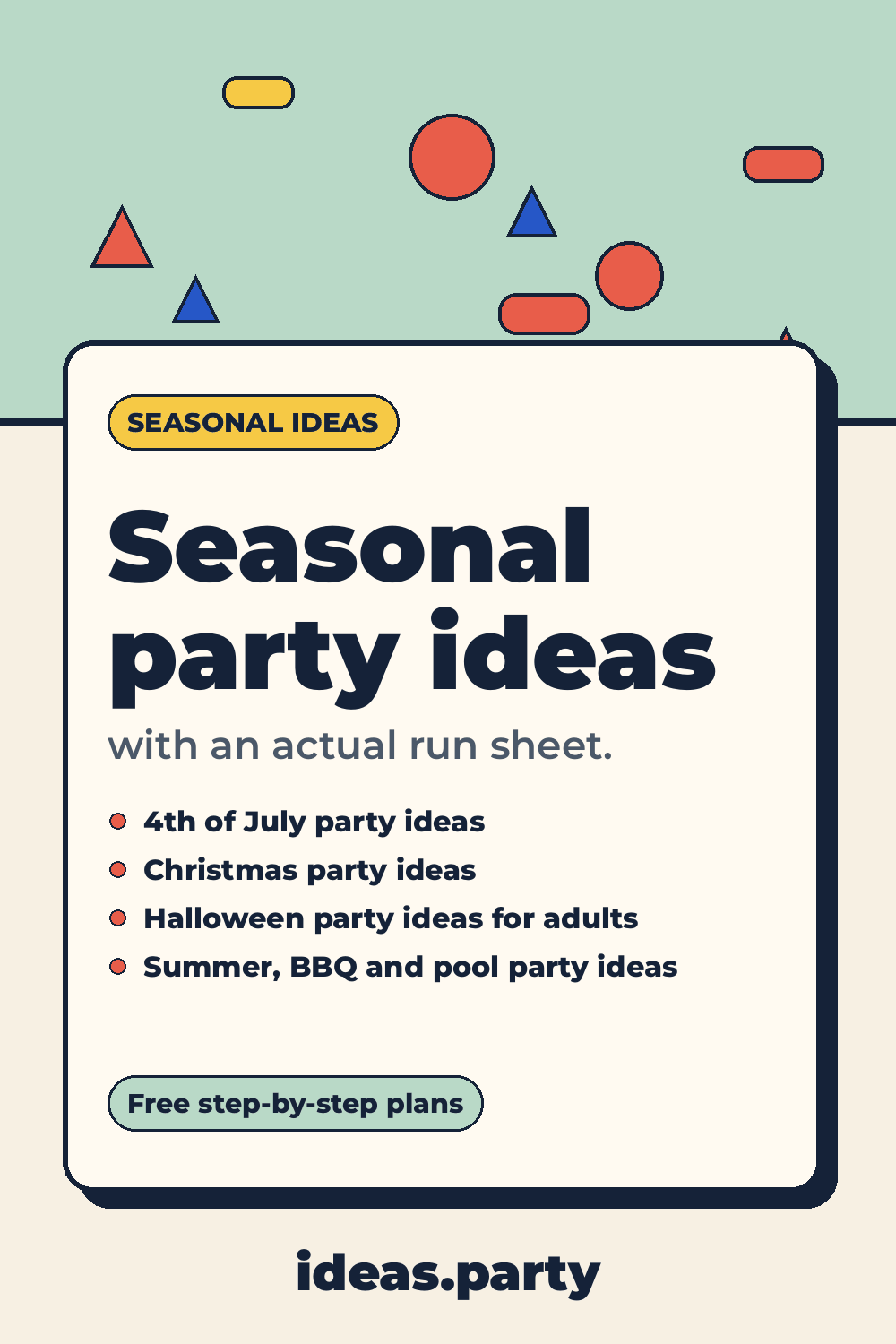 Graphic titled “Seasonal party ideas” from ideas.party
