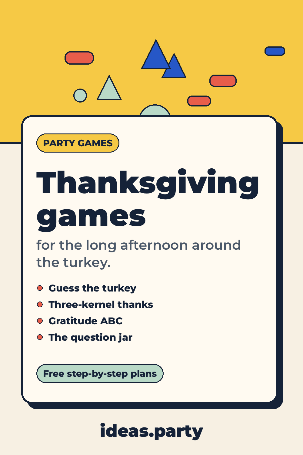 Graphic titled “Thanksgiving games” from ideas.party